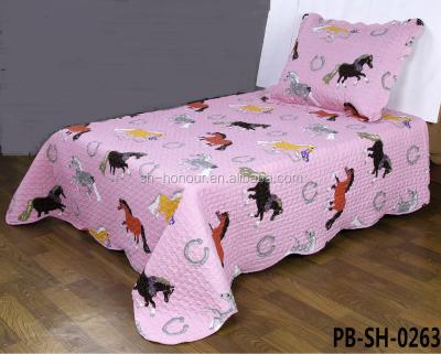 China Horse Print Cotton Kids Quilted Bedspread Home Set for sale