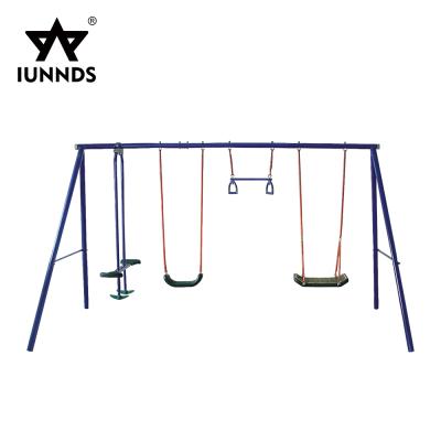 China Contemporary Backyard Playground Metal Rack Kids Five Seats Glider Swing Sets for sale