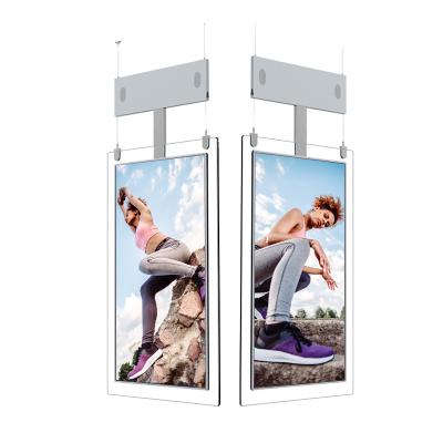 China New 43 Inch Indoor Hanging Double Sided Transparent LCD Screen Thin Video Display Advertising Player for sale