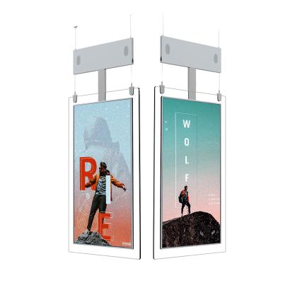 China OEM 55 Inch Indoor Double Sided LCD Hanging Smart Digital Signage Advertising Display Player for sale