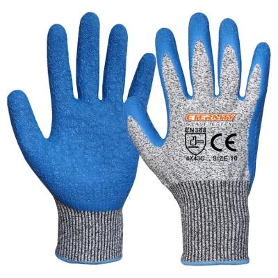 China heavy duty cut & Puncture Resistant Gauge Cut Resistant Gloves 13 Latex Coated Gloves Cut Level 5 Work Gloves for sale