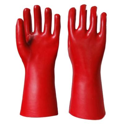 China Oil Resistant Wearable Cotton Scratched Industrial Gauntlet PVC (Polyvinyl Chloride) Gloves For Fishing Industry for sale