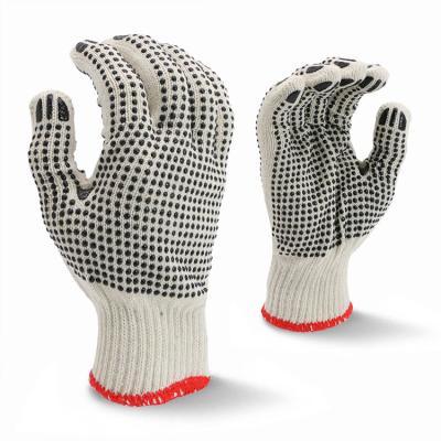 China Flexible Cotton Twine Knit Gloves With Two Face Polka Dots zu verkaufen