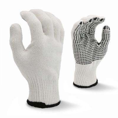 China Flexible Natural White 10Gauge Cotton Knit Gloves With A PVC Side Dots for sale