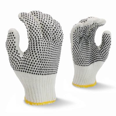 중국 Flexible Polycotton Twine Knitted Double Side Polka Dotted PVC Working Gloves 판매용