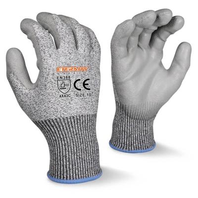 Κίνα heavy duty cut & puncture resistant HPPE cut resistant CE level 5 cheap PU palm coating anti-cut gloves προς πώληση