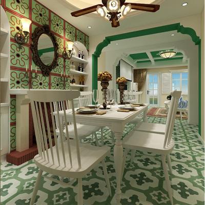 China T2031 Green Color Rustic Geometric Pattern Tiles Wall And Encaustic Ceramic Floor Tiles for sale