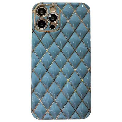 China 2022 New Luxury Shiny Gold Shockproof Bling 3d Diamond Pattern Soft Phone Case For Iphone for sale