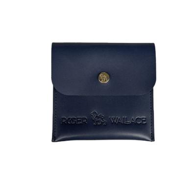 China Custom Logo Engraved Snap Push Button Covered Logo Engraved Luxury Leather Pouch Pouch Shaped Hot Press Down Small Envelope Shape Small Bag for sale