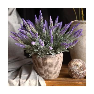 China Country Style/Elegant Rural Style Plant Lavender 5 Bundles Artificial UV Resistant Faux Flower Bouquets Plastic Plants For Garden Party Decor for sale