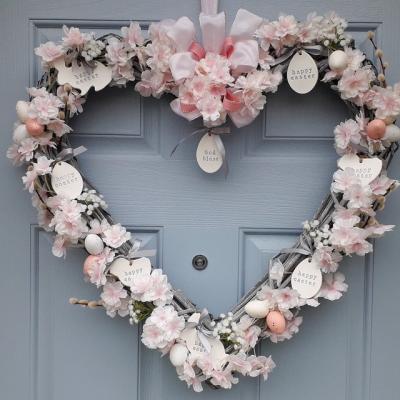 China Wedding Home Flower Cherry Blossom Garland Vine Garland Wreath Sakura Artificial Rattan Wall Hanging Party Event Concert Wedding Arch Decoration for sale