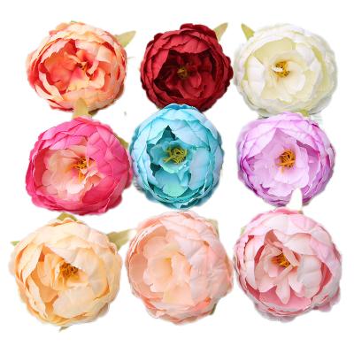 China Home.Restaurant.Bar.Hotel.Wedding Amazon Hot Sale 9cm Silk Panel De Flores Peony Artificial Flower Heads For Decoration Faux Flowers Orange for sale