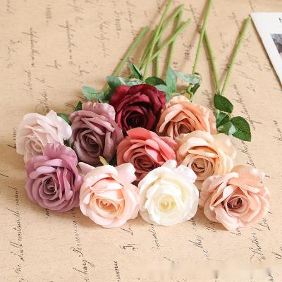 China Wedding Silk Flowers Long Stem Purple Real Touch Artificial Roses Bulk Touch Flowers Rose Flores Artificiales Artificial for sale