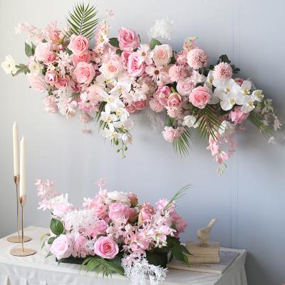 China Custom Cheap Wedding Bohemian Decoration Baby Shower Aisle Artificial Silk Floral Flowers Rows Table Runner Arch Flower for sale