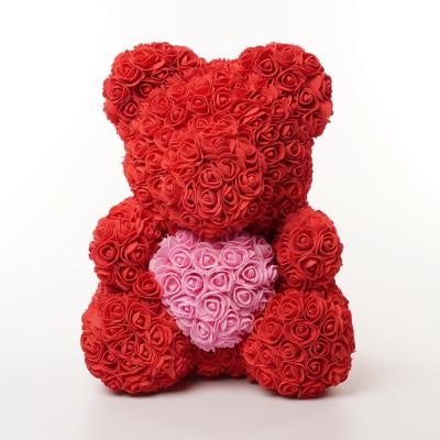 China Gift Valentine's Day Design The New Artificial Forever Rose Bears With Box 40cm Red Rose Teddy Bear For Mother s Day Gift for sale