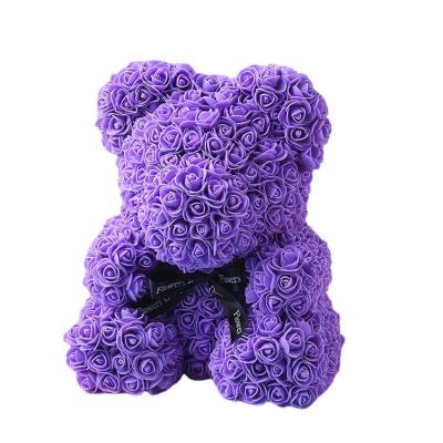 China Popular Foam Teddy Rose Bear In Gift Box Osos De Rosas Artificial Flower 40cm Rose Teddy Bear With Gift Box Gift Design for sale