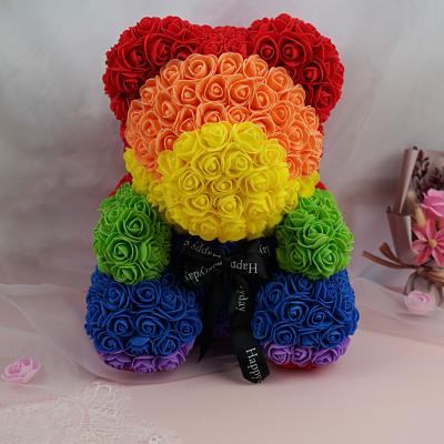 China Gift best selling osos con rosas rose bear foam women flower bear rose bear 40cm with box valentines day gift for sale