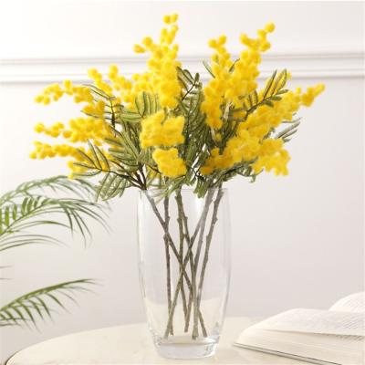 China 38cm Acacia Mimose Flowers Yellow Silk Mimosa Artificial Traditional Fake Artificial for Assesories Home Decor for sale