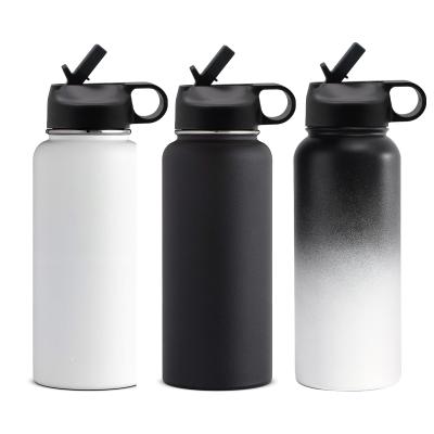 China Wevi Logo High Quality Double Walled Sustainable Stainless Steel Custom Water Bottle With Straw for sale