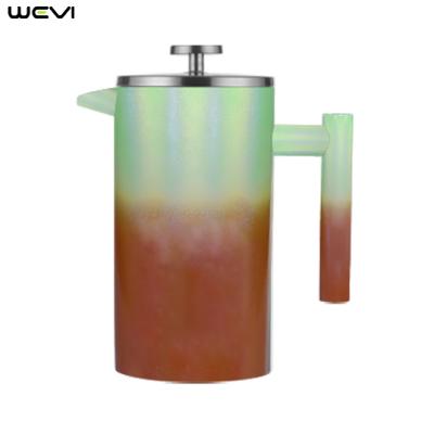 China WITH LID WeVi Double Wall 1000ml 304 Stainless Steel Colorful French Press Coffee Plunger for sale