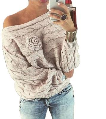 China 2021 Autumn Winter Manufacturer High Quality Women's Sweater Off-the-Shoulder Sweater Anti-Wrinkle Twist Pattern for sale