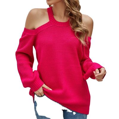 China 2021 Spring Summer New Hot Sale Fashion Sweater Women's Anti-Wrinkle Crewneck Knitting Sweater Sexy Off-Shoulder High Quality Manufacturer for sale