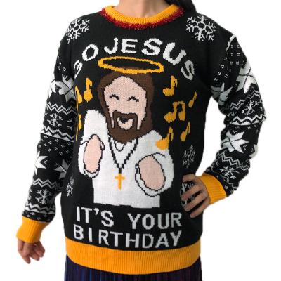 China wholesale Anti-wrinkle sweater maker x MAS sweater sweater long sleeved Christmas sweater ugly jesus jacquard swe for sale