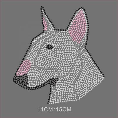 China Custom Environment Inspection Bull Terrier Dog Rhinestone Transfer Design for sale