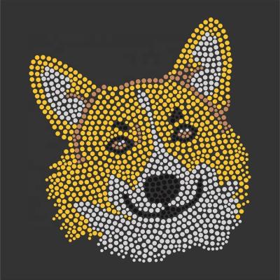 China Dog Eco-Friendly Hotfix Crystal Motifs Heat Rhinestone Transfer For Women for sale