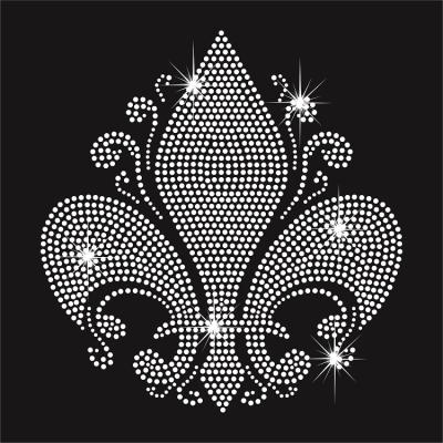 China Eco-Friendly Iron On Rhinestone Pattern Design Fleur De Lis Transfer for sale