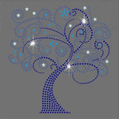 China Eco-friendly Magic Tree Fashion Rhinestone Transfer Design Iron On Hotfix Pattern for sale