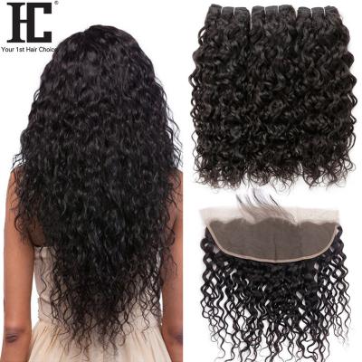 China Silky Straight Water Wave Wave Bundles With Closure Brazilian Hair Weave Bundles With Closure Remy Human Hair 3 Bundles With Headband for sale