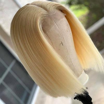 China Short Straight Lace Front Human Hair Wigs Blonde Bob Wig For Black Women 613 Brazilian Hair Lace Front Human Hair Wigs Blonde 613 for sale