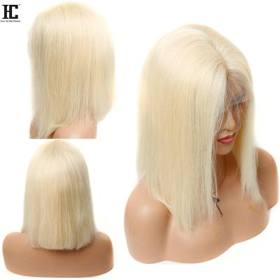 China Straight 613 Blonde Colored Bob Wig, Virgin Hair Hd Transparent Lace Wig, Full Lace Frontal Wigs For Black Woman for sale