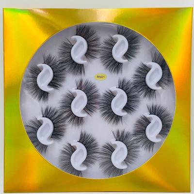 China Natural Soft 10 Pairs Faux Mink Silk Flower Eyelash Cotton Strip Lashes Tray 3d Lashes Volume With Lashbook for sale