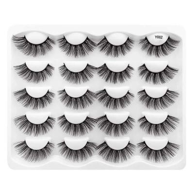 China Natural Soft China Hot Sale Lash Set 10 Pairs Korean Silk Lashes Synthetic False Eyelashes Soft Silk Lash Trays for sale