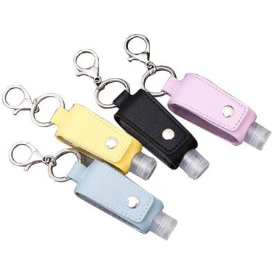 China Key Chain Portable Leather Travel Holder Hand Sanitizer Promotion Gifts PU 30ml Hand Perfume Bottle Holder for sale