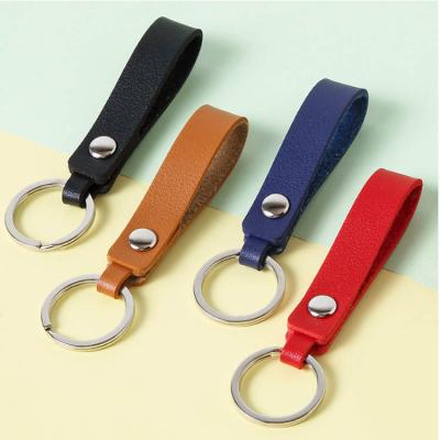 China Custom Metal Faux Blank Key Chain Strap Promotional Gifts Pu Car Logo Leather Key Chain for sale