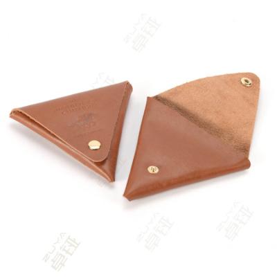 China Fashion Promotional Gifts Small PU Triangle Leather Coin Pouch Embossed Logo Ladies Mini Coin Purse Wallets for sale