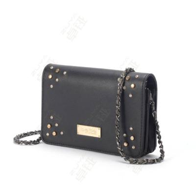 China Latest Fashion Ladies Genuine Leather Rivet Shoulder Square Cross - Body Bags With Long Chain For Women Girls for sale