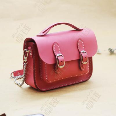 China Fashion small custom vegan fashion chain sling cross genuine leather ladies - body shoulder satchel women bag for sale