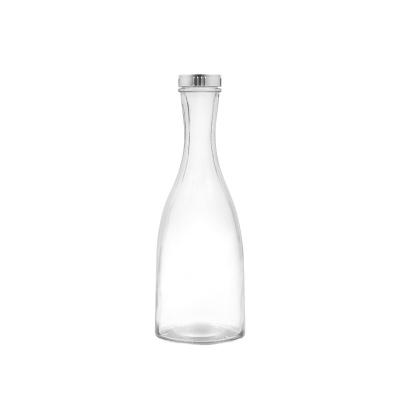 China Beverage 400ml Factory Outlet Custom Empty Clear Color Round Shape Glass Wine Beverage Bottle With Plastic Cap for sale