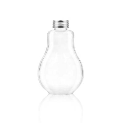 China Gift & Hot Selling Craft Bulb Shape 210ml Clear Empty Gift Home Decoration Glass Bottle Juice Drink With Screw Cap for sale