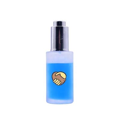 China Wholesale Personal Care 30ml Frosted Round Essential Oil Essence Glass Cosmetic Packing Bottle With Press Dropper for sale