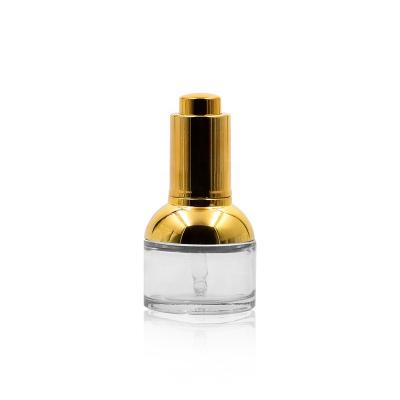 China 30ML 35ML Factory Direct Sale Cosmetic High End Eye Cream Facial Essence Serum Essential Oil Glass Bottle With Gold Press Dropper for sale