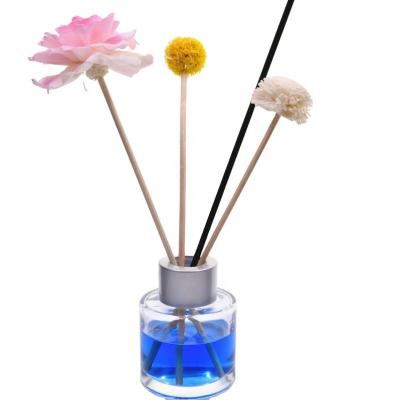 China Household Products 50ml Clear Cylinder Perfume Beautiful Aromatherapy Glass Bottle With Round Screw Cap And Inside Transparent Plug for sale