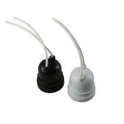 China White Plastic E27 Screw Black Lamp Holder ABS Ceiling Socket With Silicone Wire for sale