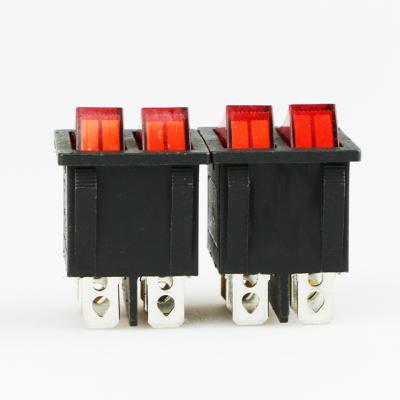 China Electrical Equipment 16A 250V T85 T120 T125 55 Red Light 6 Pin ON OFF Dual 2 Gang Rocker Switch Boat Rocker Switch for sale