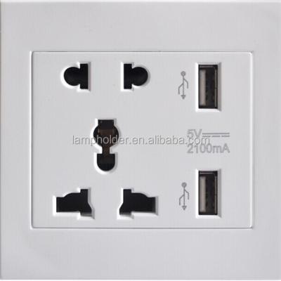 China Universal PC+ABS USB Wall Socket With 2.1A Dual USB Outlet 2 USB WALL SOCKET for sale