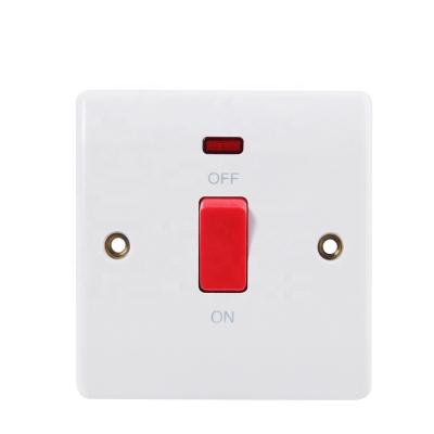 China UK Standard White Touch Screen Light Wall Switch B Series 86*86 Bakelite 45A AC Switch for sale